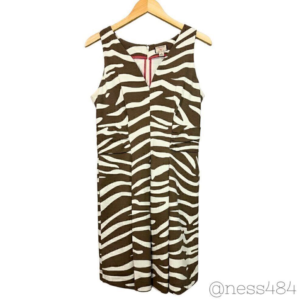 Banana Republic Issa Collection Zebra Print Sheath Dress‎ Women Size 12